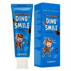 Детская зубная паста c ксилитом и вкусом шоколадного печенья Consly DINO's SMILE Kids Gel Toothpaste with Xylitol and Chocolate Cookie, 60 г